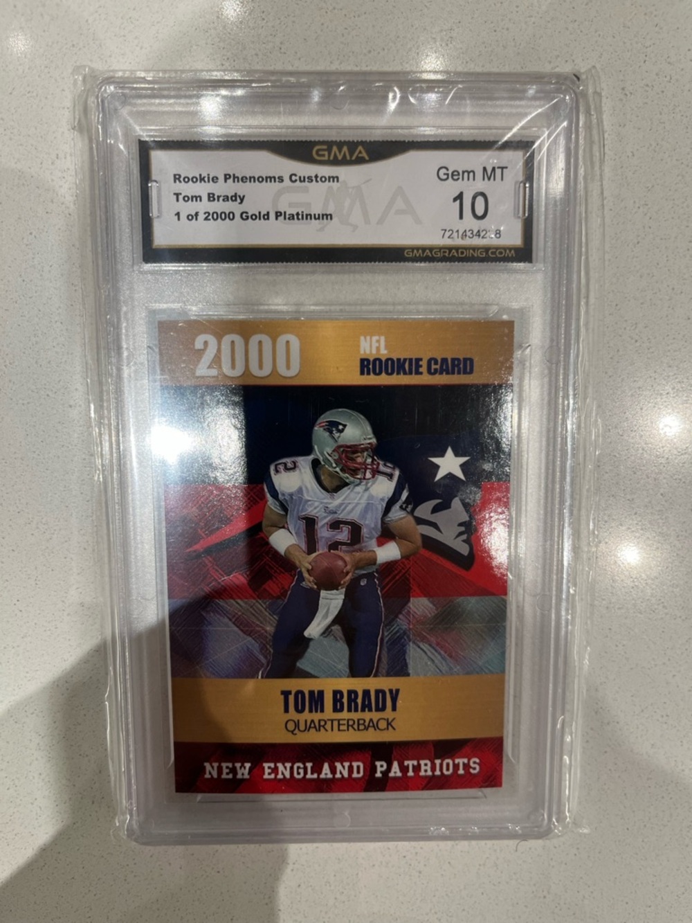 Tom Brady 2000 Rookie Phenoms Custom NFL Card - Red, Gold, Navy